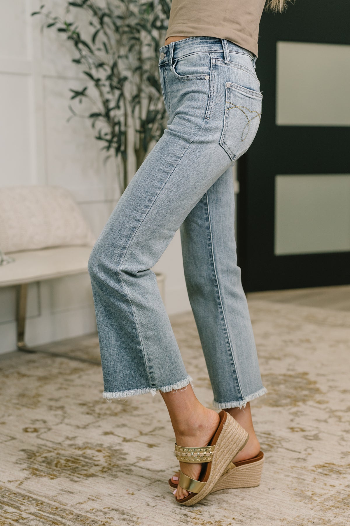 Mckaylee Mid Rise Kick Flare Jeans with Frayed Hem - 5/20/2026