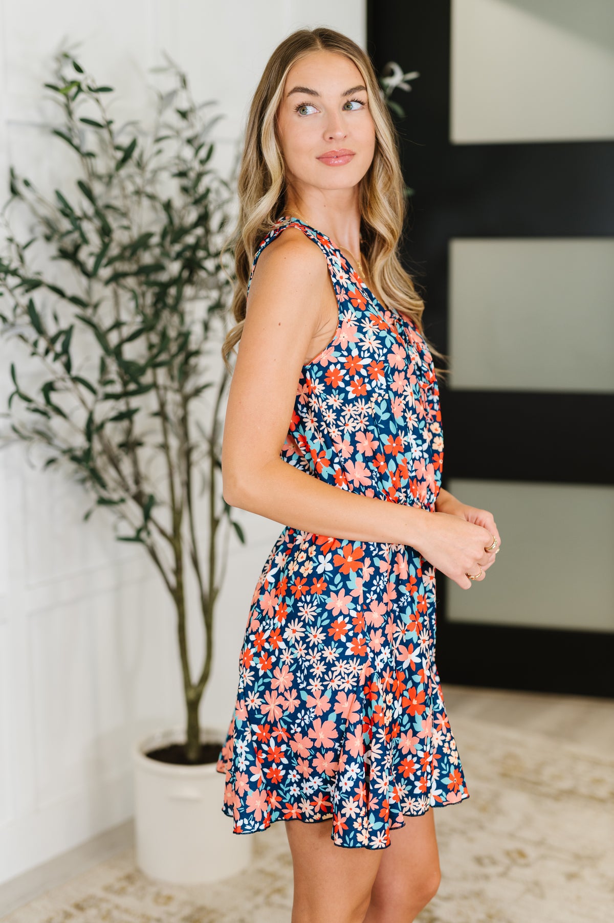 Meadow Mischief Sleeveless Romper in Navy/Orange/Teal - 7/8/2025 NEW