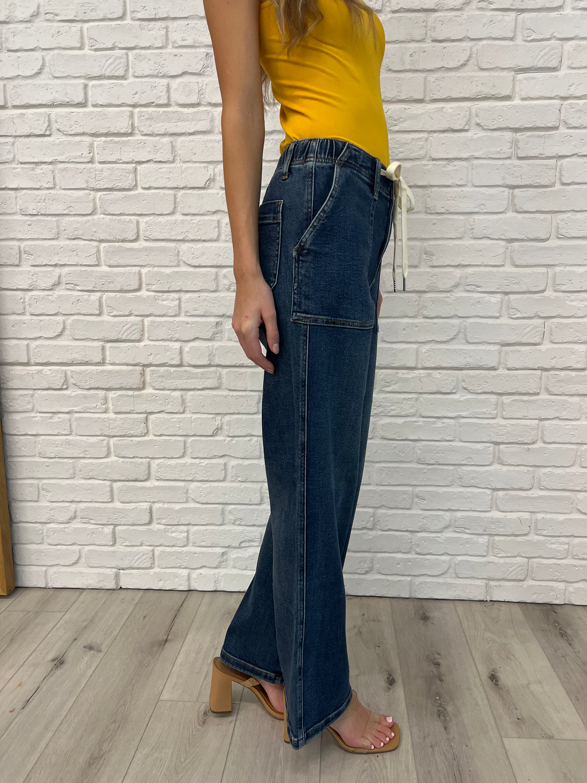 Melanie High Rise Drawstring Wide Leg Jeans - 2/12/2025