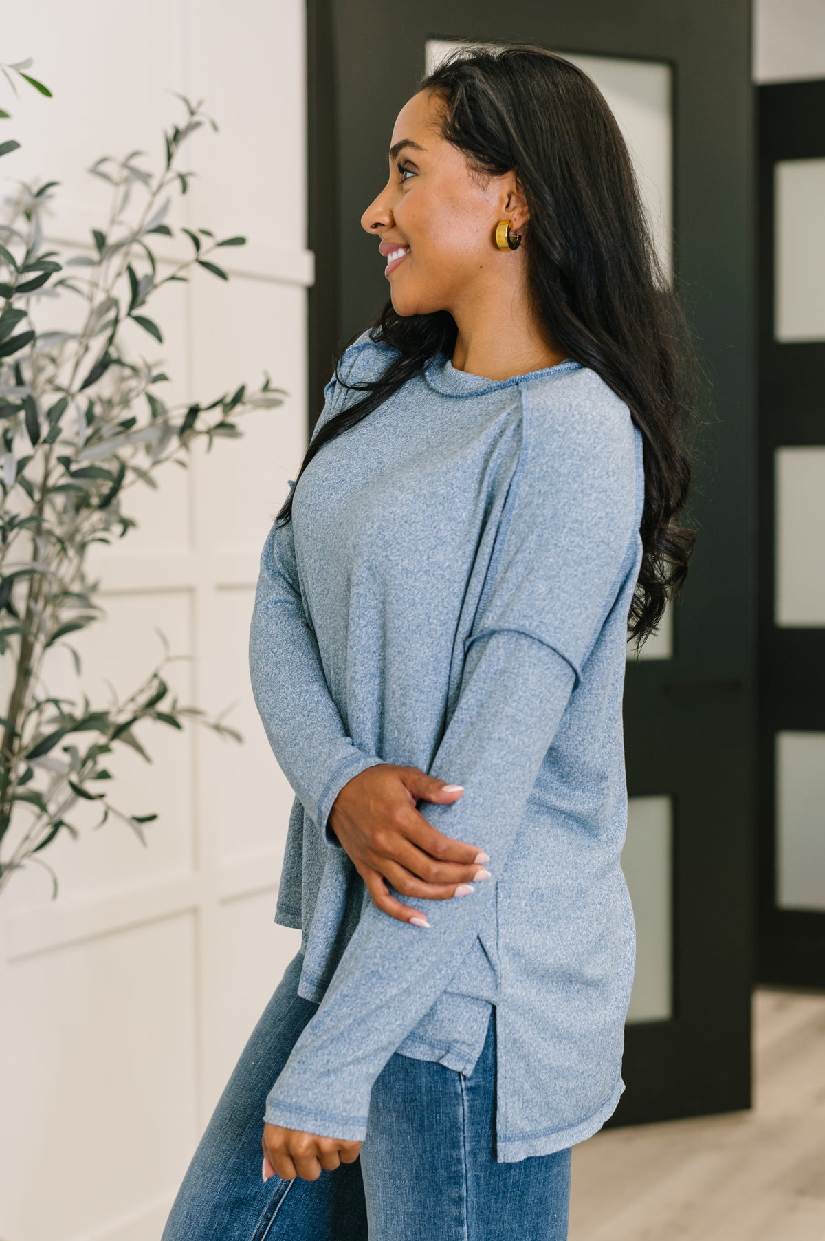 Mellow Mood Heathered Pullover in Dusty Blue - 10/22/2025
