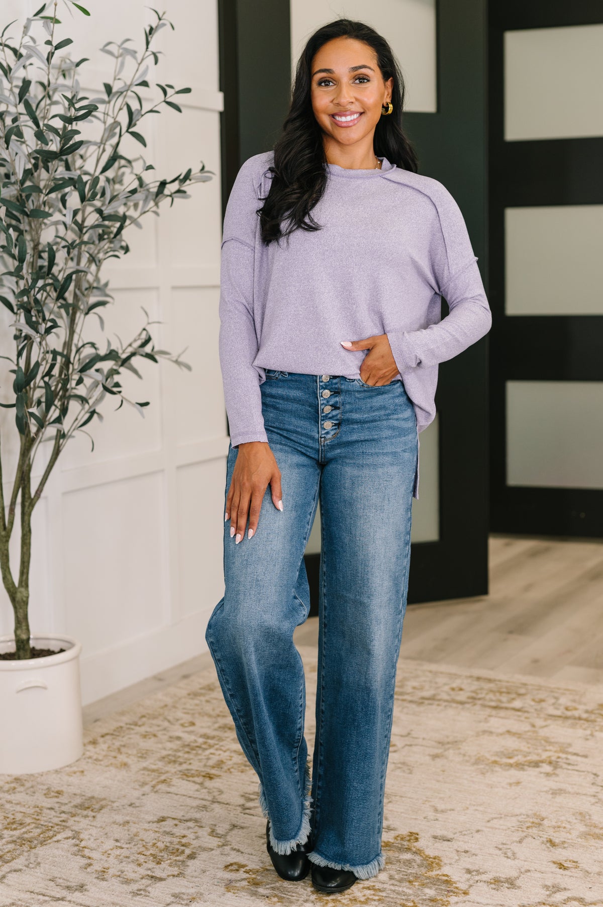 Mellow Mood Heathered Pullover in Lavender - 10/22/2025