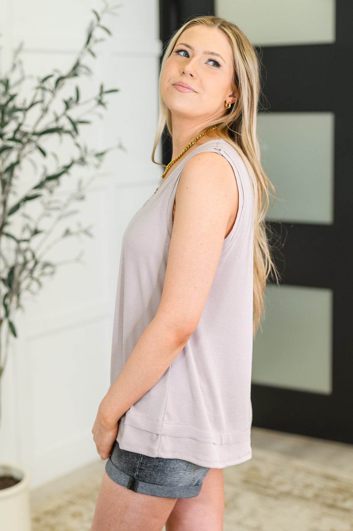 Mellow Muse Relaxed Knit Tank in Pearl Grey - 5/27/2025
