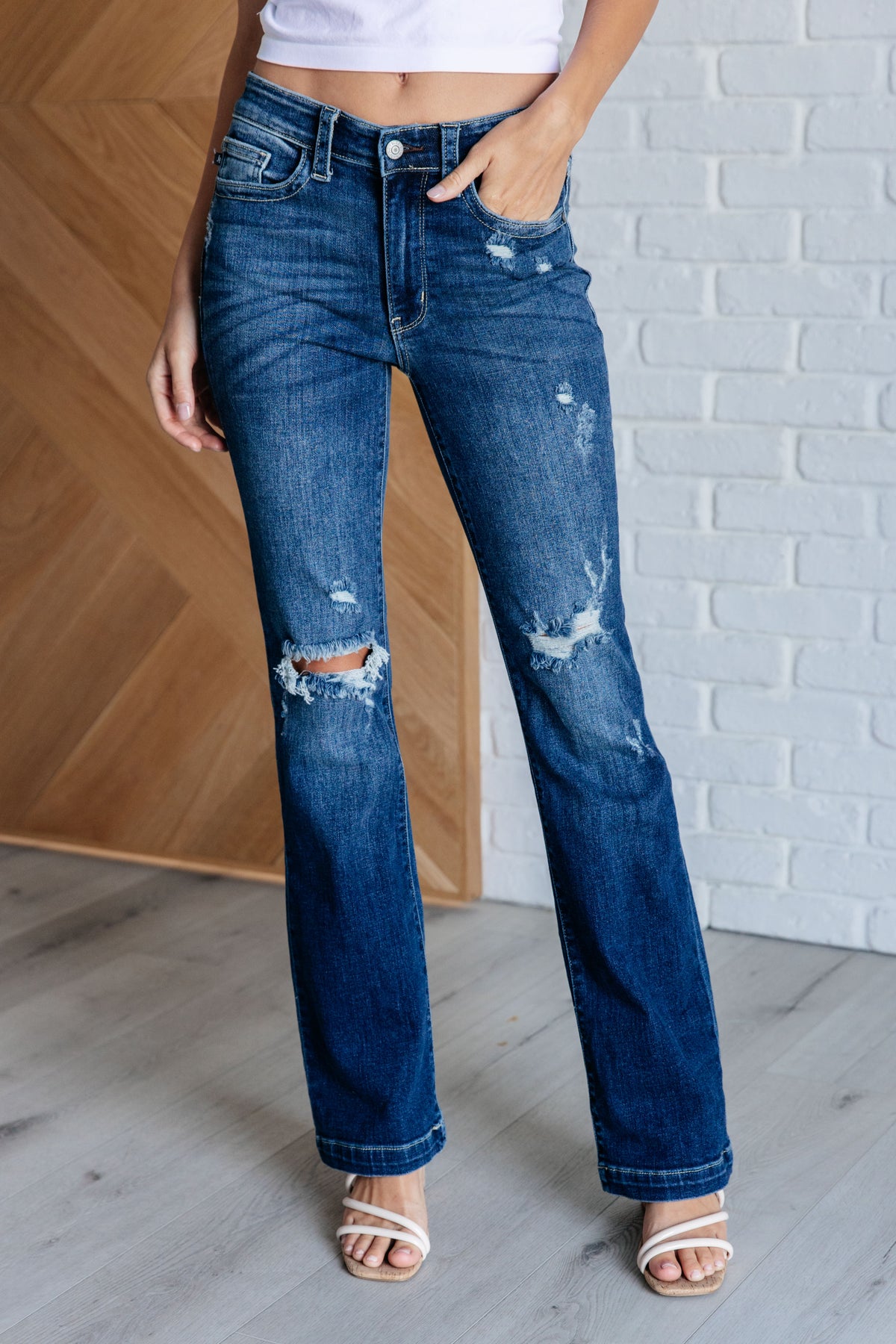 Mila Mid Rise Distressed Bootcut Jeans - 7/31/2024