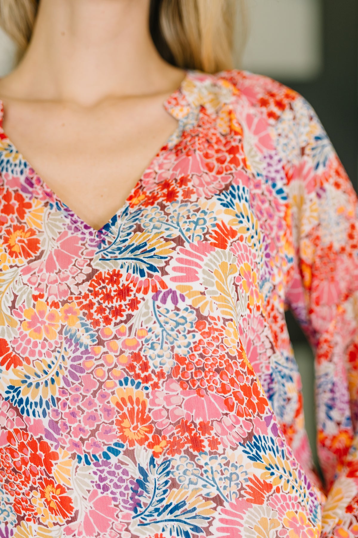 Modern Meadow V-Neck Puff Sleeve Blouse - 2/17/2026