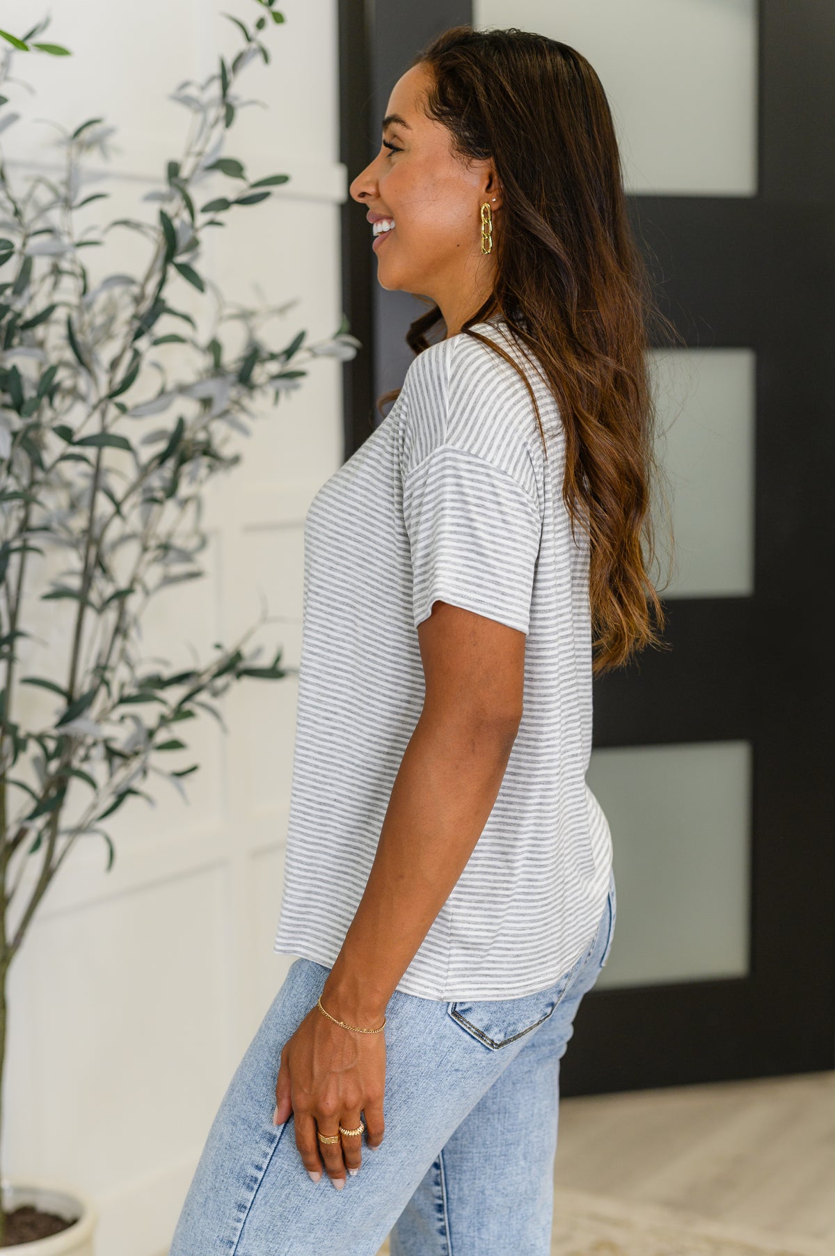 Mood Swingin' Casual Drop Shoulder Tee in Grey - 8/5/2025 NEW