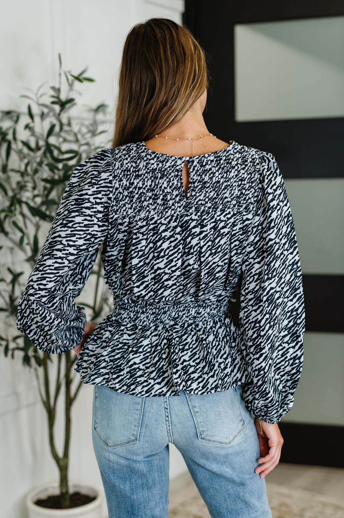 Muse Moves High Neck Peplum Blouse in Black - 8/22/2025