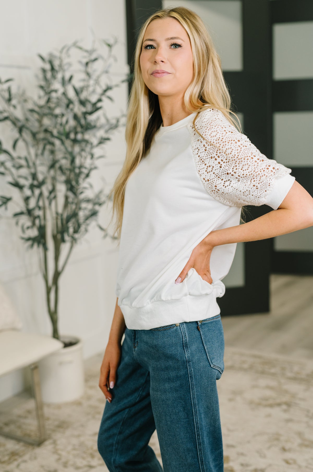Never Too Lace Raglan Crochet Sleeve Top - 7/14/2026