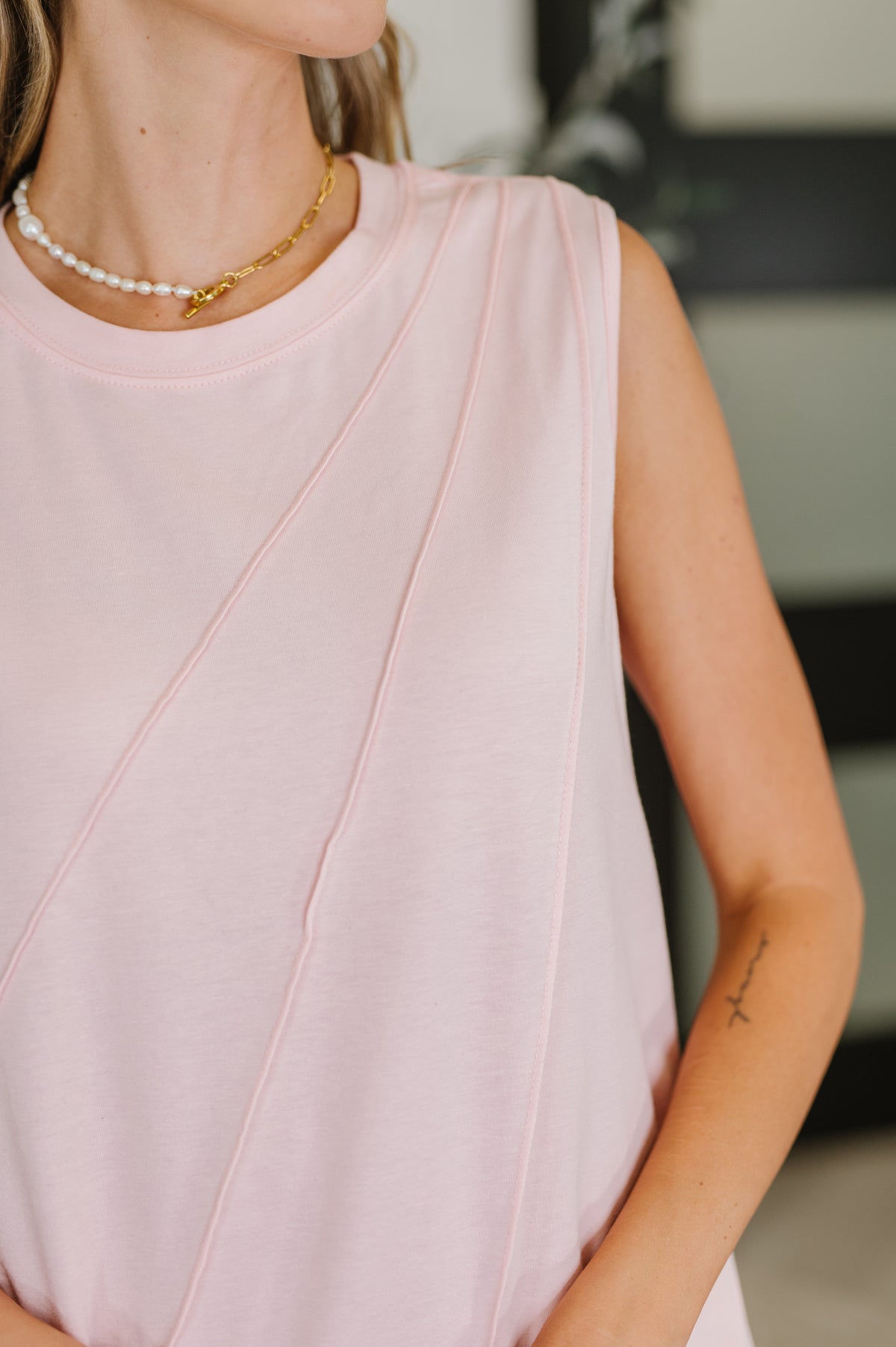 New Normal Pleat Detail Sleeveless Top in Pink - 6/23/2025