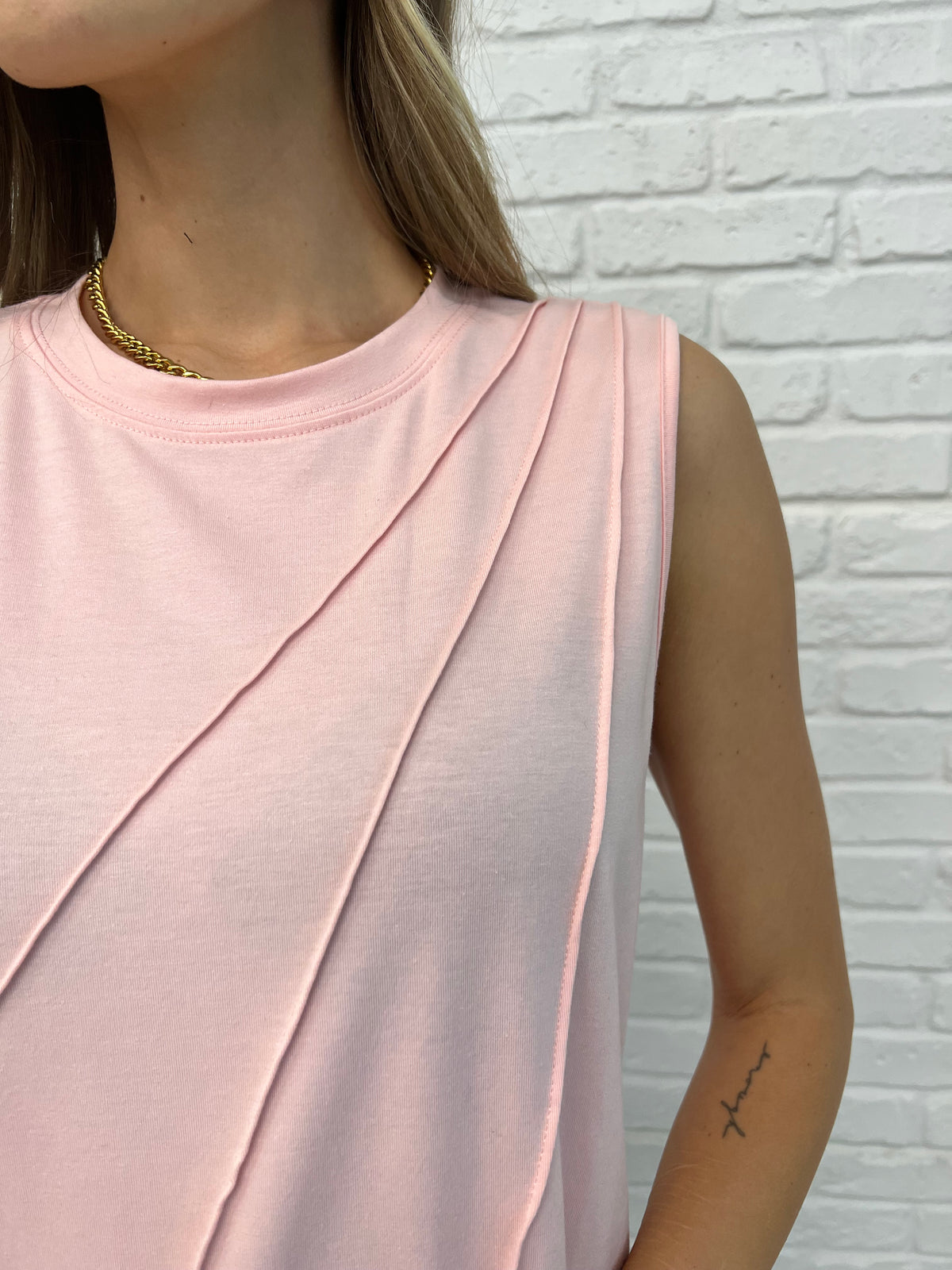 New Normal Pleat Detail Sleeveless Top in Pink - 2/10/2025