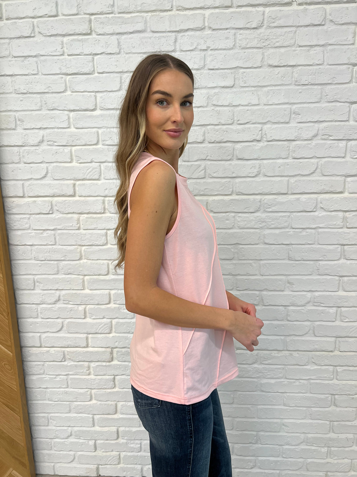 New Normal Pleat Detail Sleeveless Top in Pink - 2/10/2025