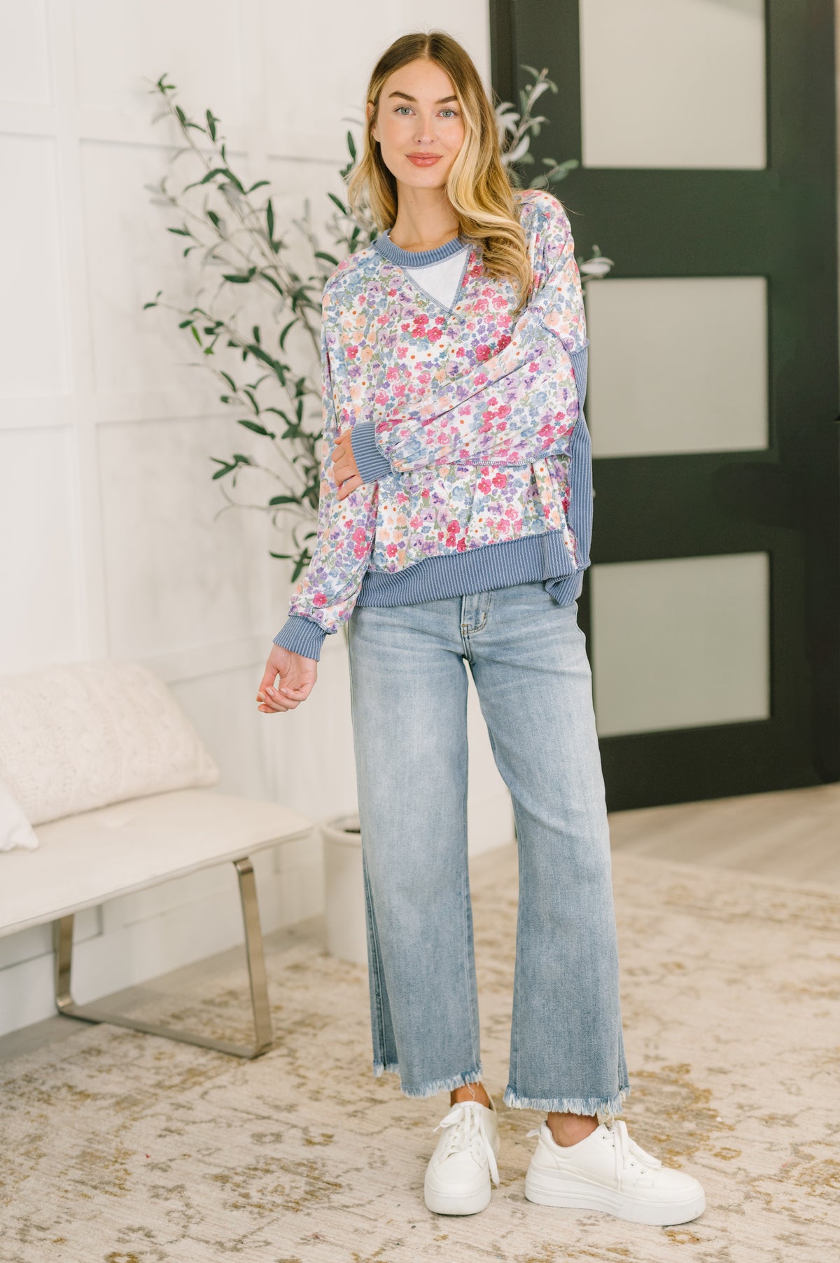 New Opportunities Drop Shoulder Floral Pullover - 3/10/2026 NEW