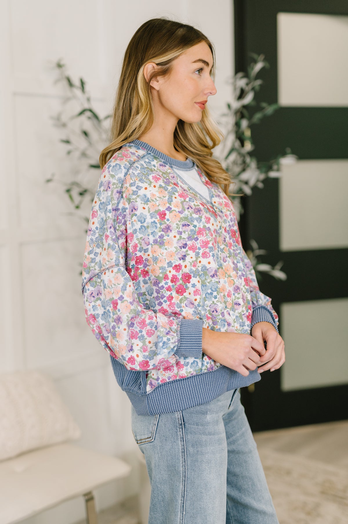 New Opportunities Drop Shoulder Floral Pullover - 3/10/2026 NEW