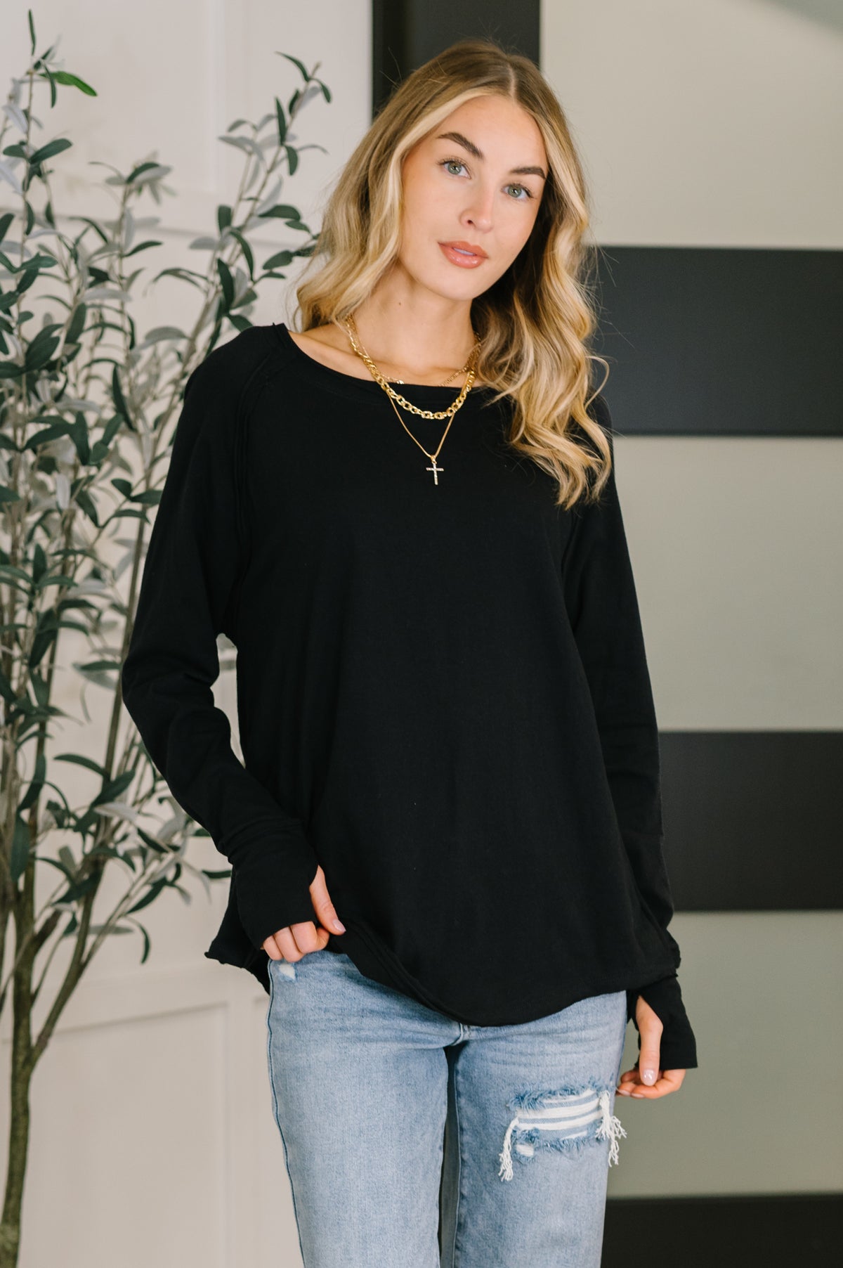 Nice to Each Other Raglan Sleeve Top in Black - 12/3/2025