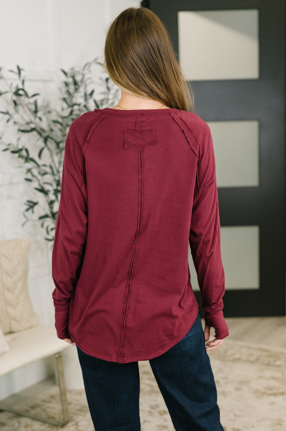 Nice to Each Other Raglan Sleeve Top in Cabernet - 9/11/2026
