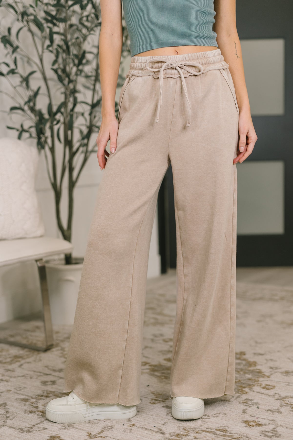 Nights Like This High Waist Palazzo Sweats in Ash Mocha - 2/18/2026