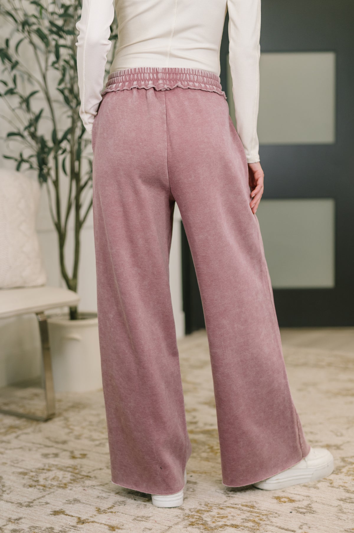 Nights Like This High Waist Palazzo Sweats in Light Rose - 2/18/2026