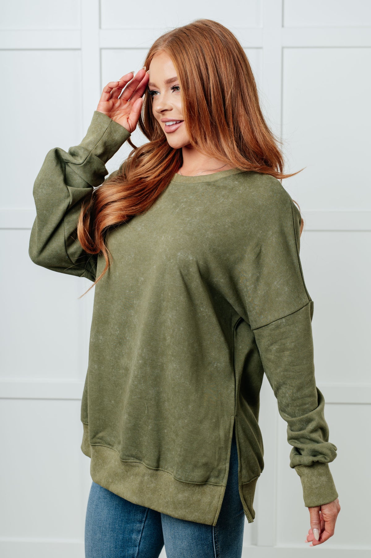 No Plain Jane Oversized Sweatshirt in Green - 11/27/2024