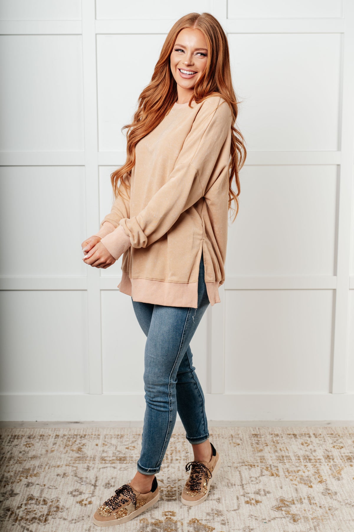 No Plain Jane Oversized Sweatshirt in Khaki - 10/23/2025