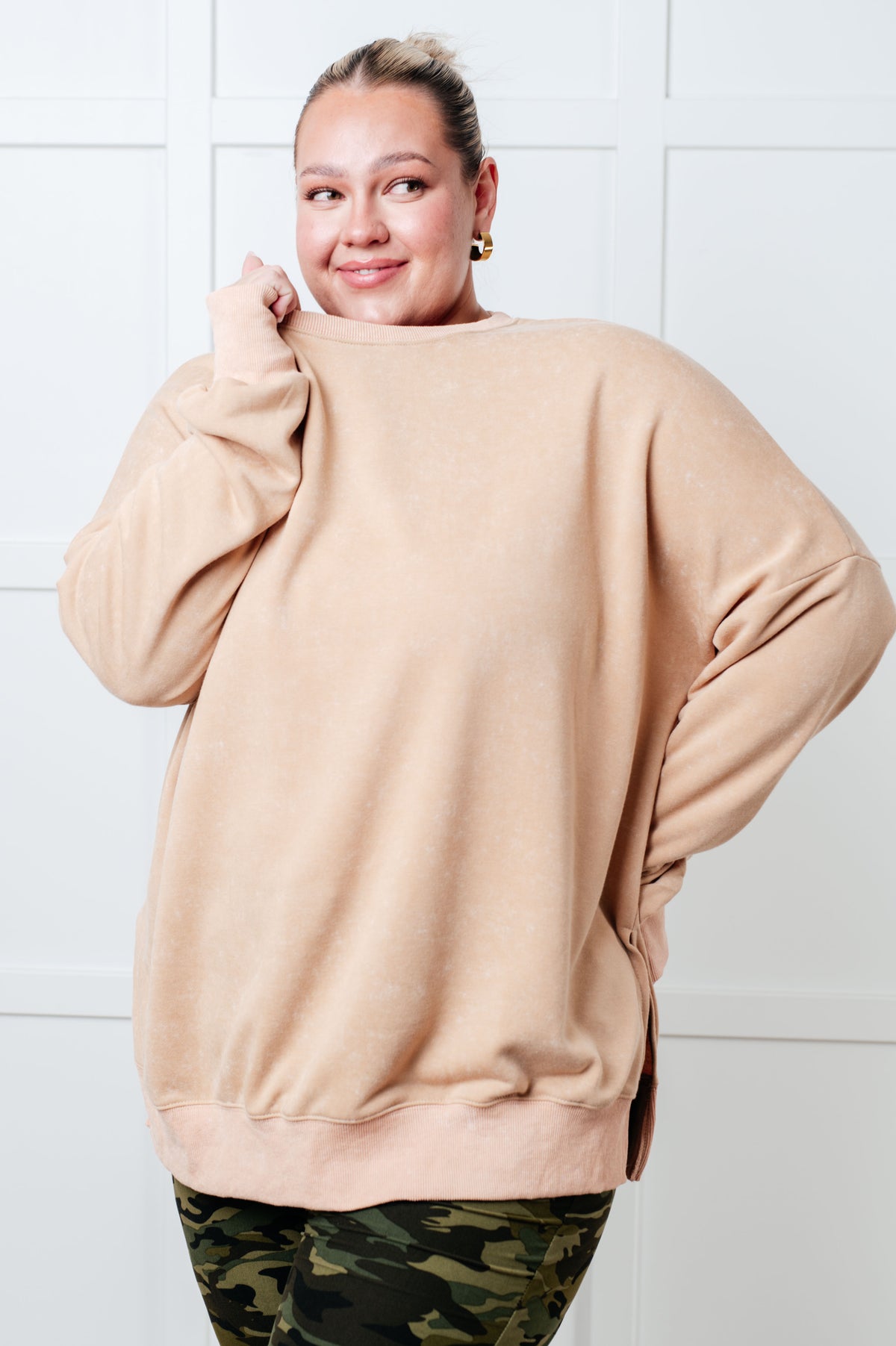 No Plain Jane Oversized Sweatshirt in Khaki - 10/23/2025