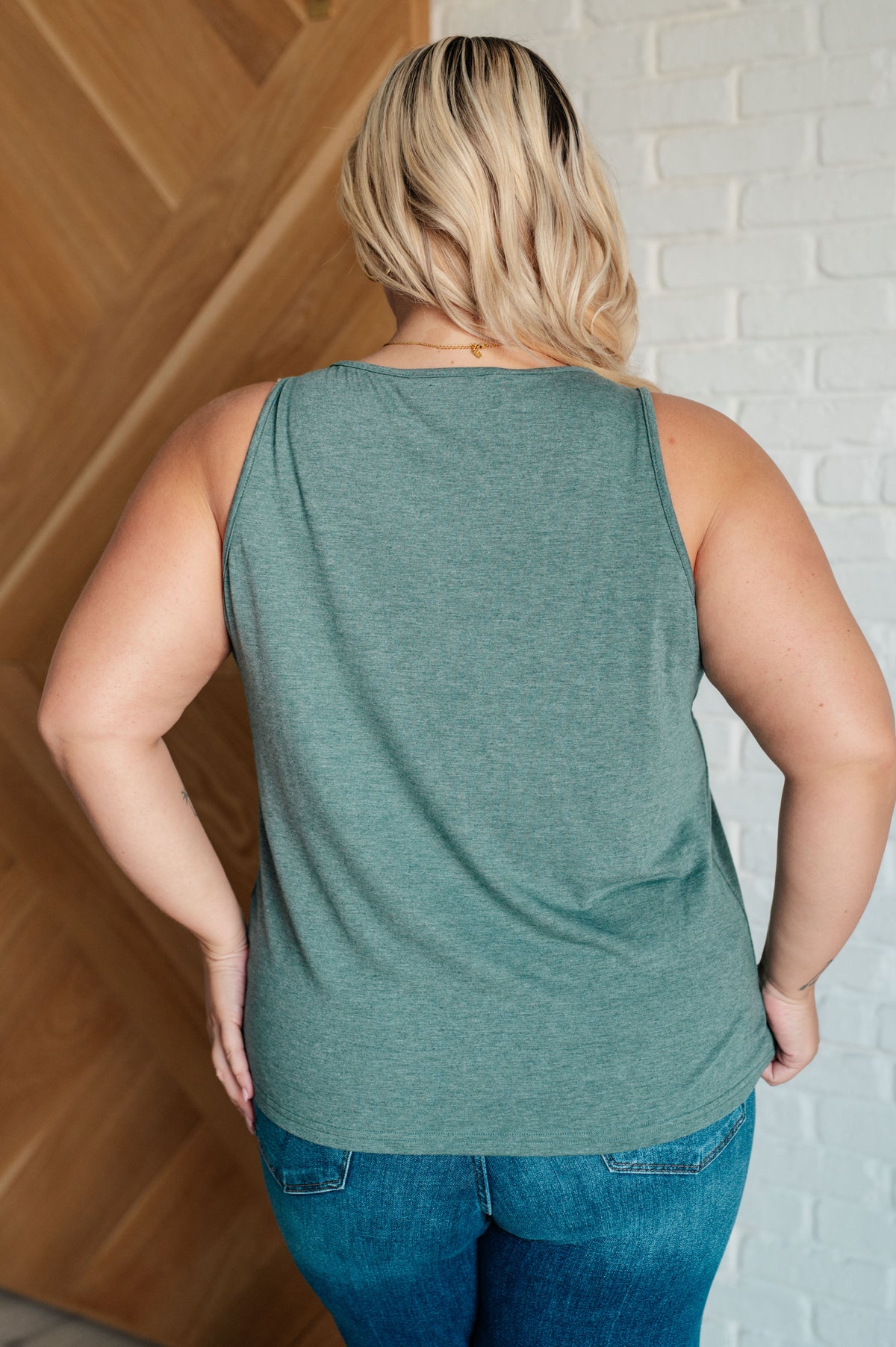 Not So Anxious V-Neck Tank in Mist - 10/1/2024