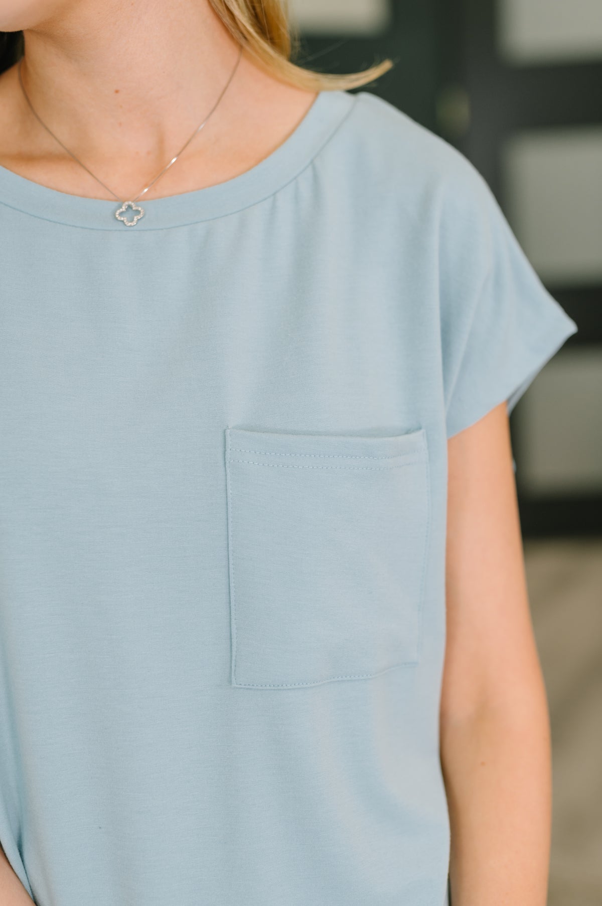 Not So Basic Pocket Tee in Blue - 4/30/2026