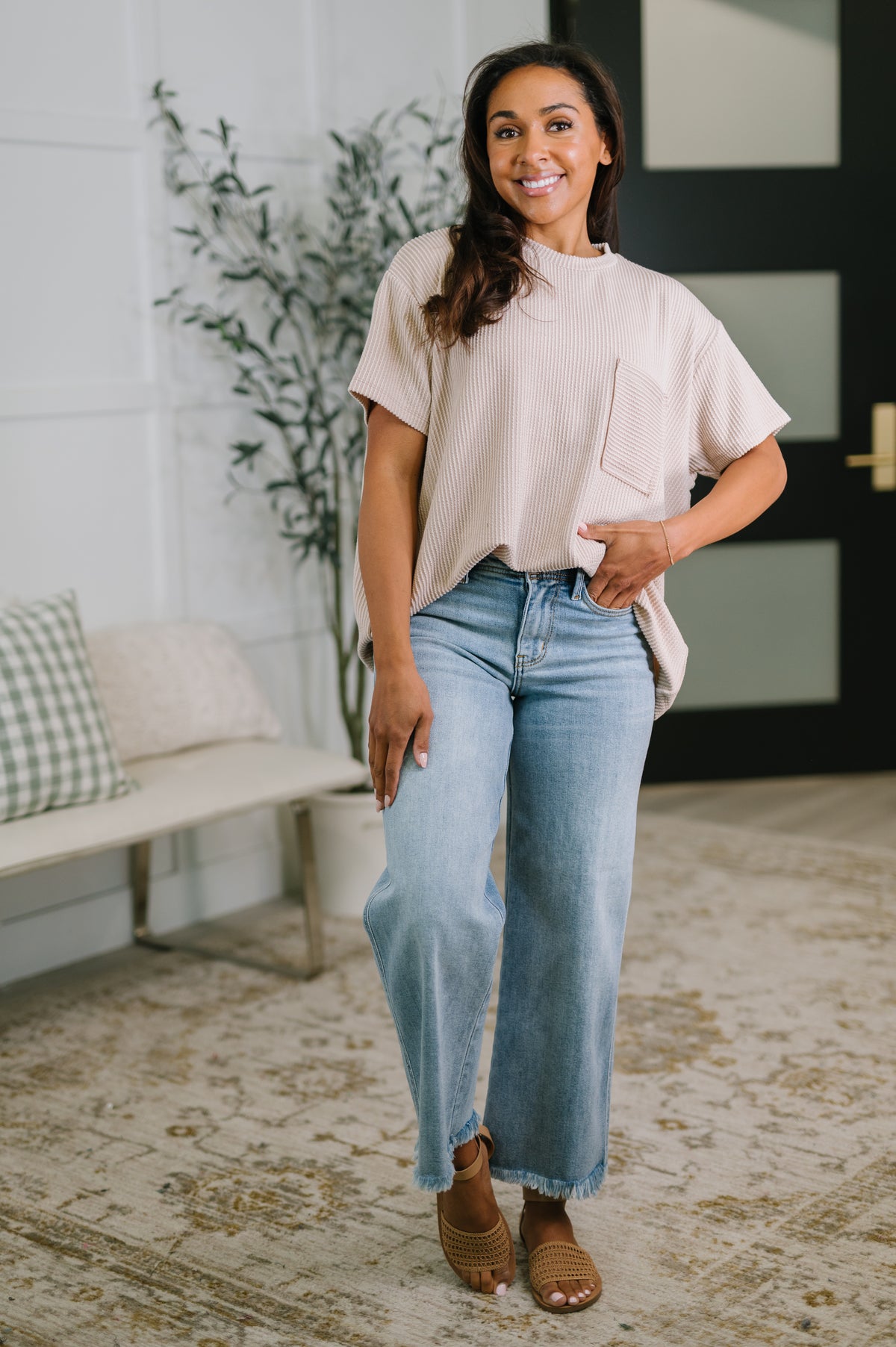 Not That complicated Textured Boxy Tee in Ash Mocha - 5/6/2026