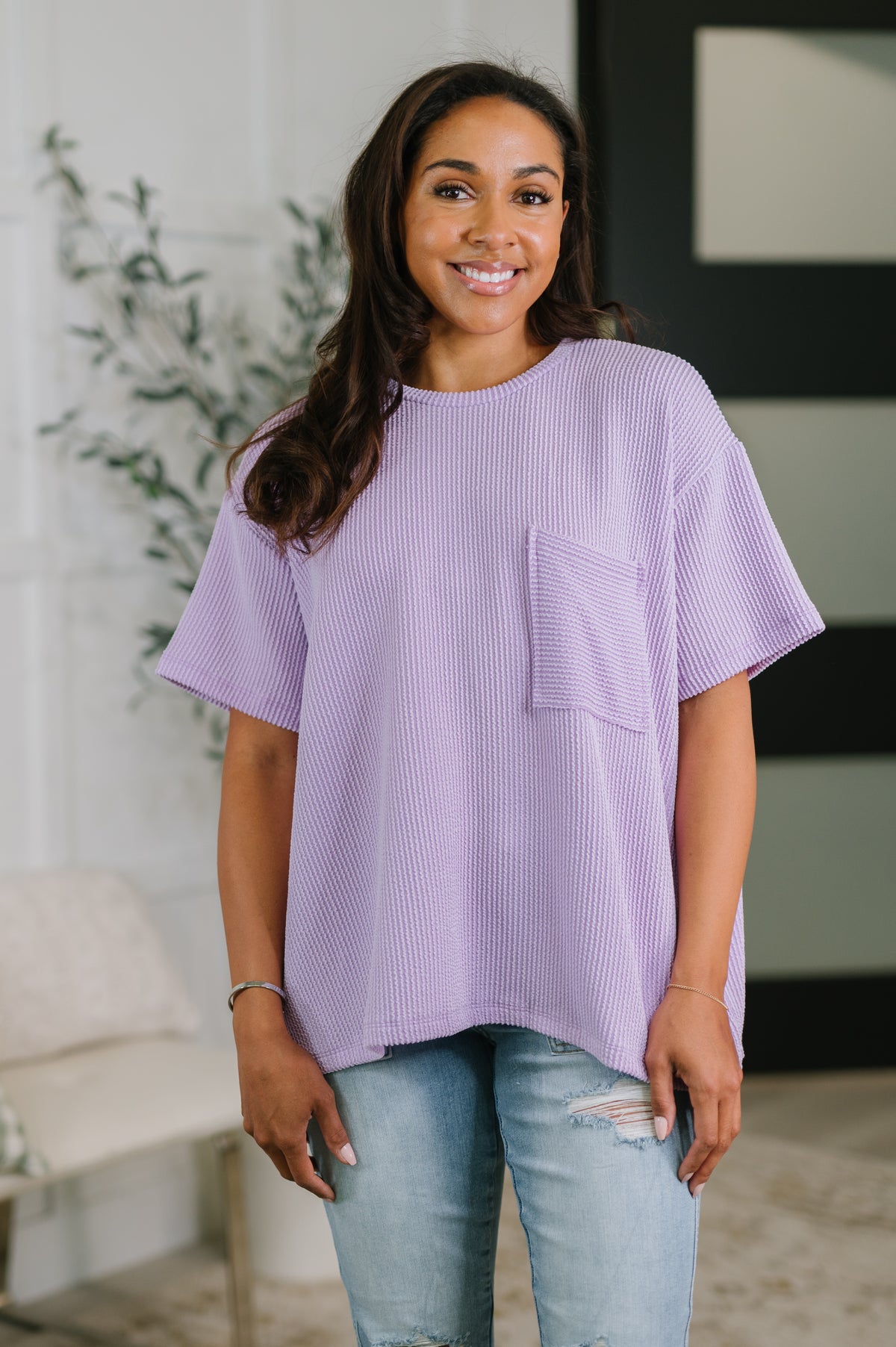 Not That complicated Textured Boxy Tee in Lavender - 5/6/2026