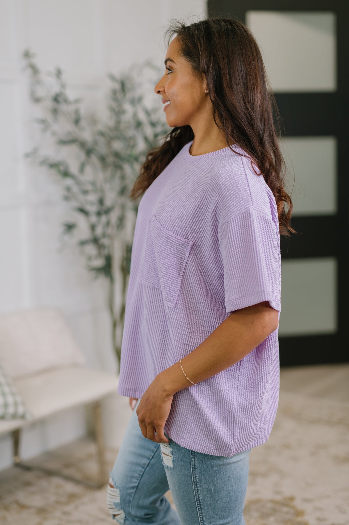Not That complicated Textured Boxy Tee in Lavender - 5/6/2026