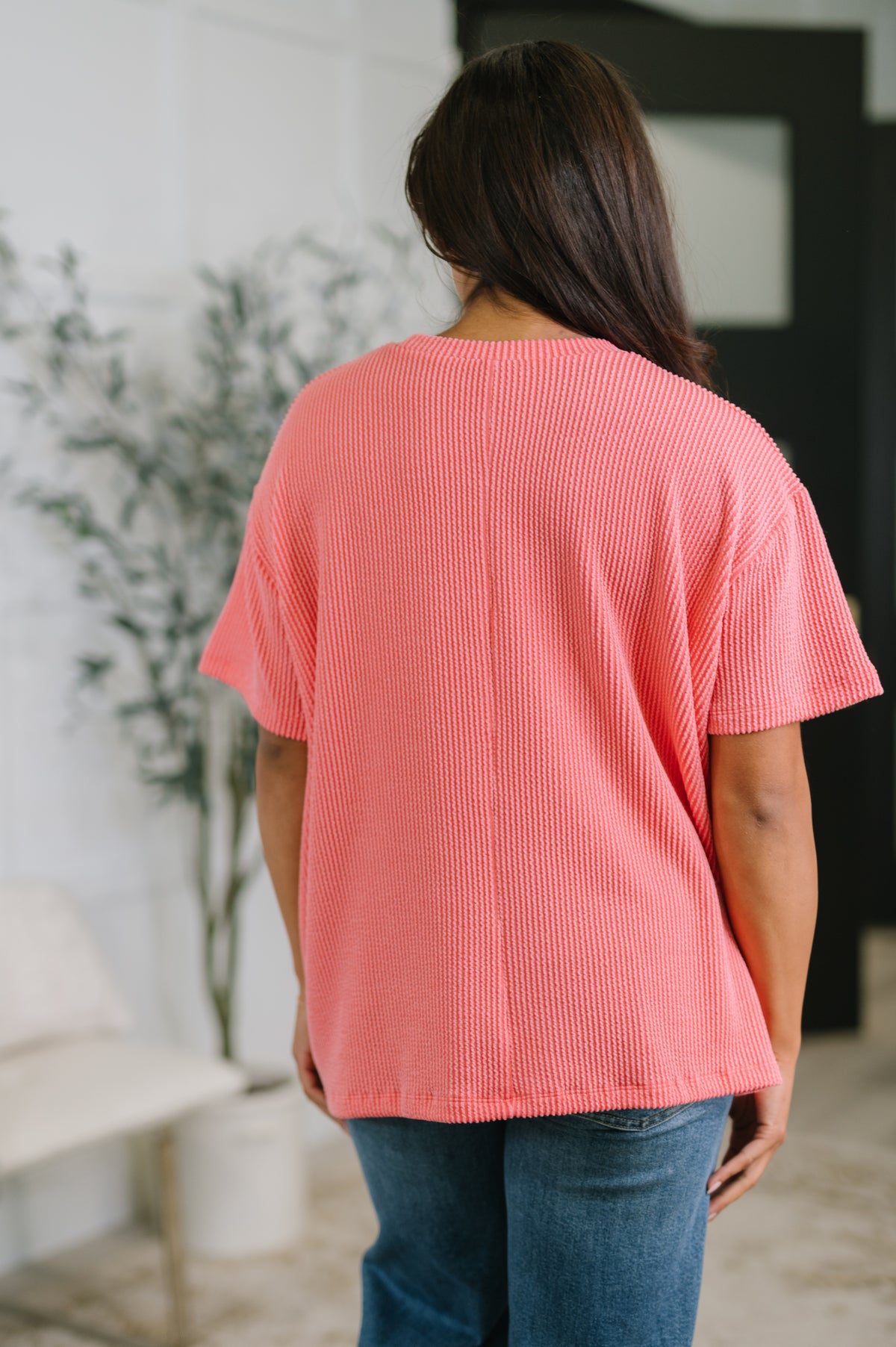 Not That complicated Textured Boxy Tee in Salmon - 5/6/2026