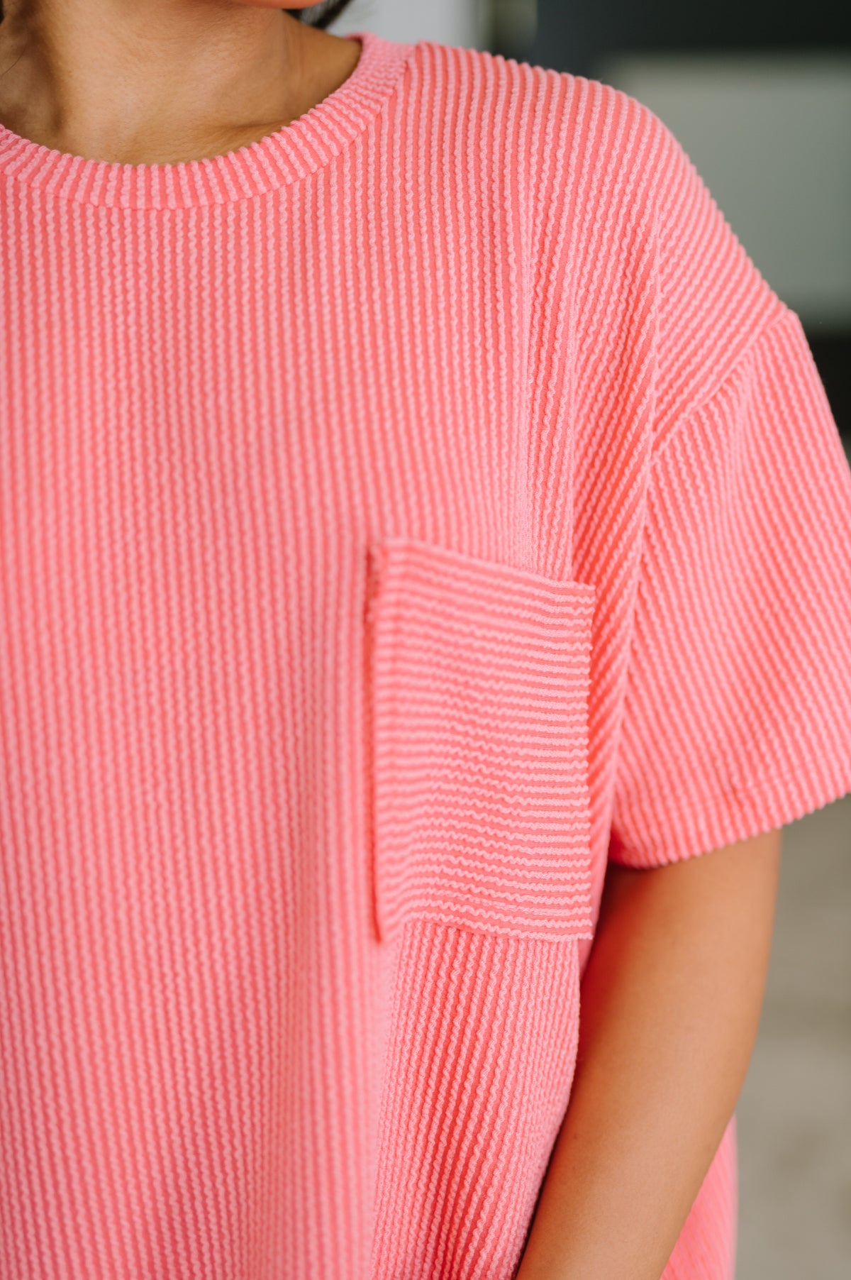 Not That complicated Textured Boxy Tee in Salmon - 5/6/2026
