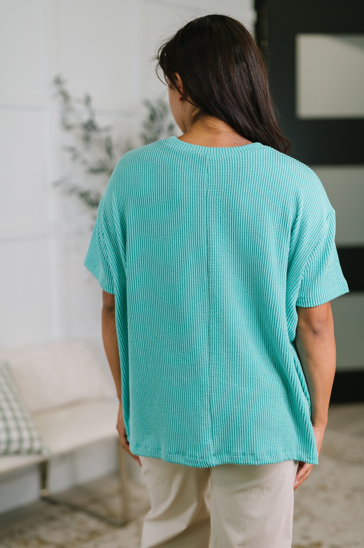 Not That Complicated Textured Boxy Tee in Turquoise - 5/6/2026