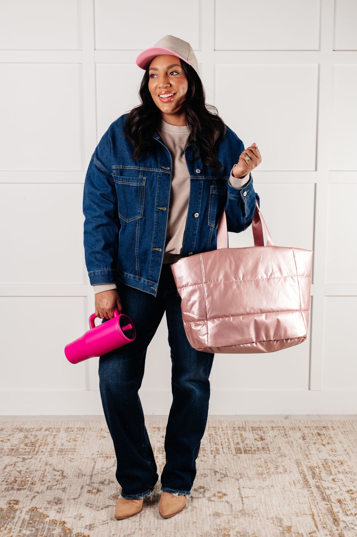 One More Thing Puffy Quilted Waterproof Tote in Pink - 1/14/2025