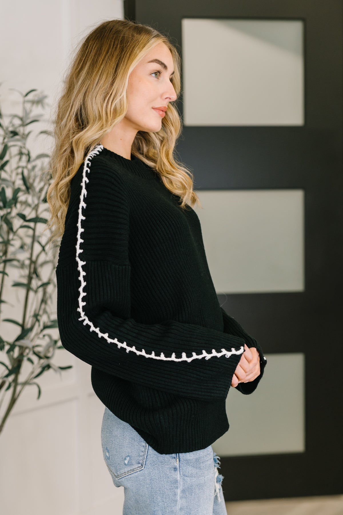 One Stitch at a Time Pullover in Black - 12/1/2025