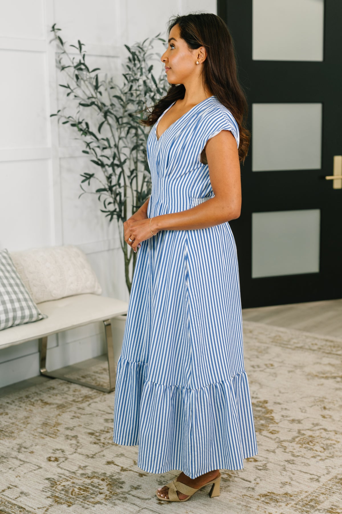 Only Chance Pleated Smock Waist Maxi Dress in Blue - 6/23/2026