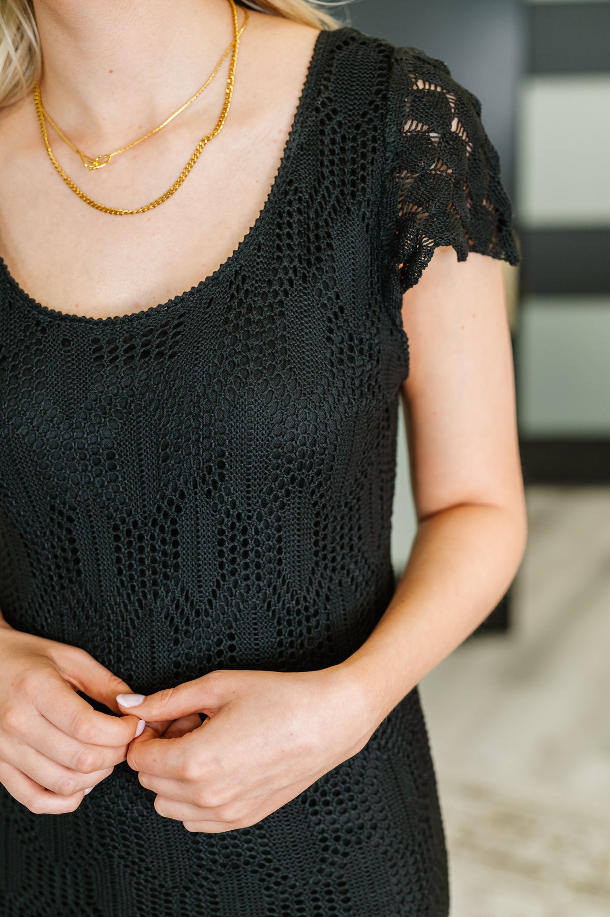 On the Town Lace Scoop Neck Dress in Black - 7/14/2025