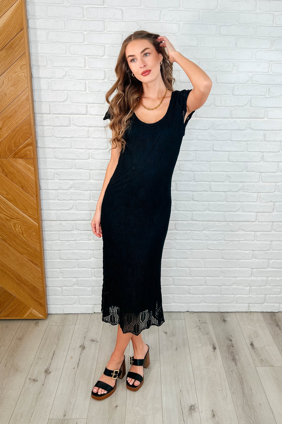 On the Town Lace Scoop Neck Dress in Black - 3/25/2025