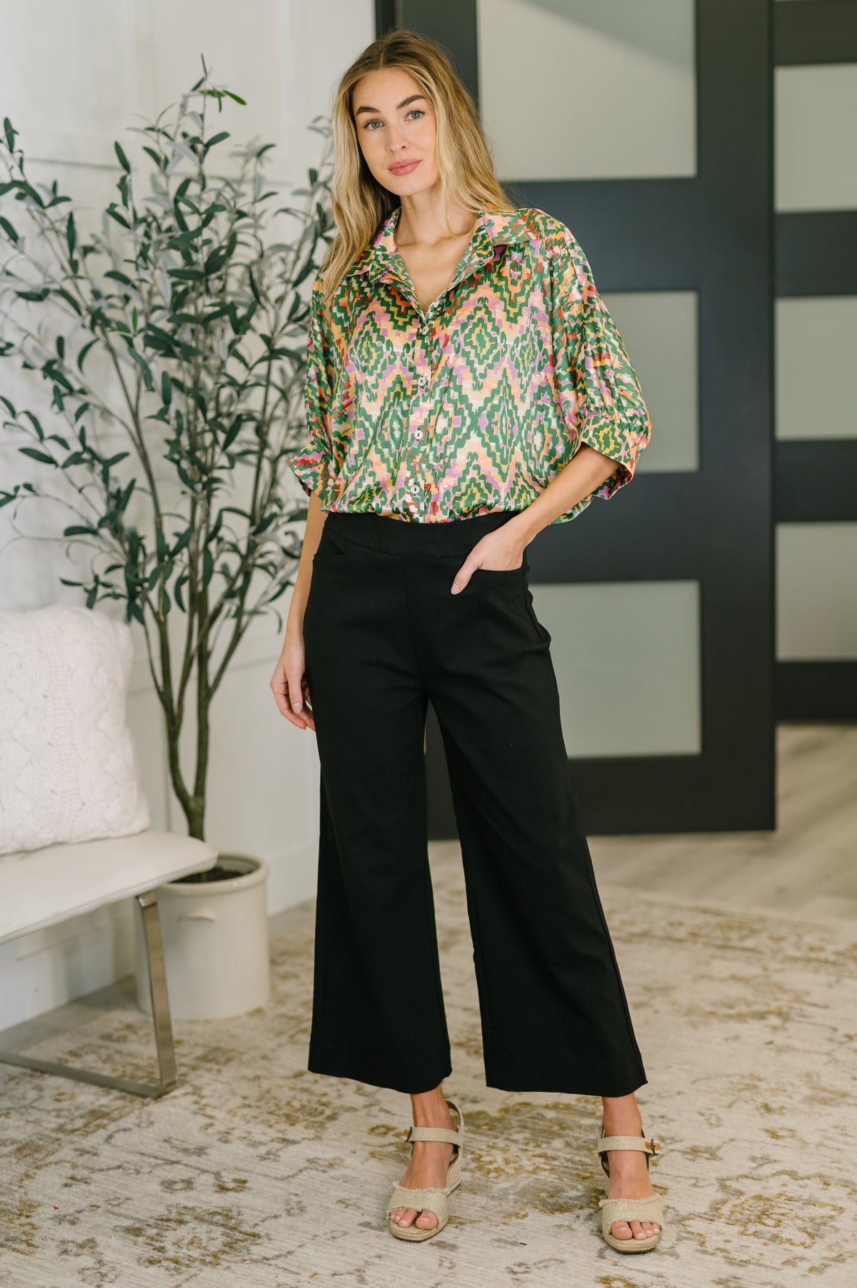 Optical Illusion Button Up Blouse - 2/19/2026