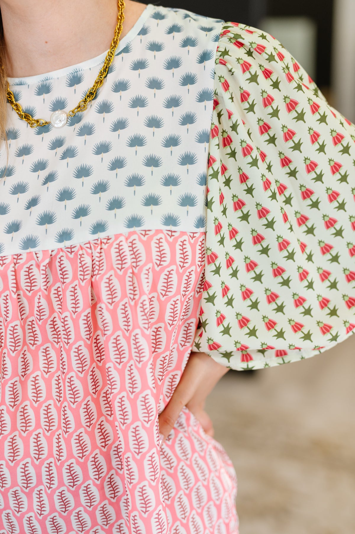 Outside Advantage Mixed Print Boho Blouse - 6/17/2025 NEW