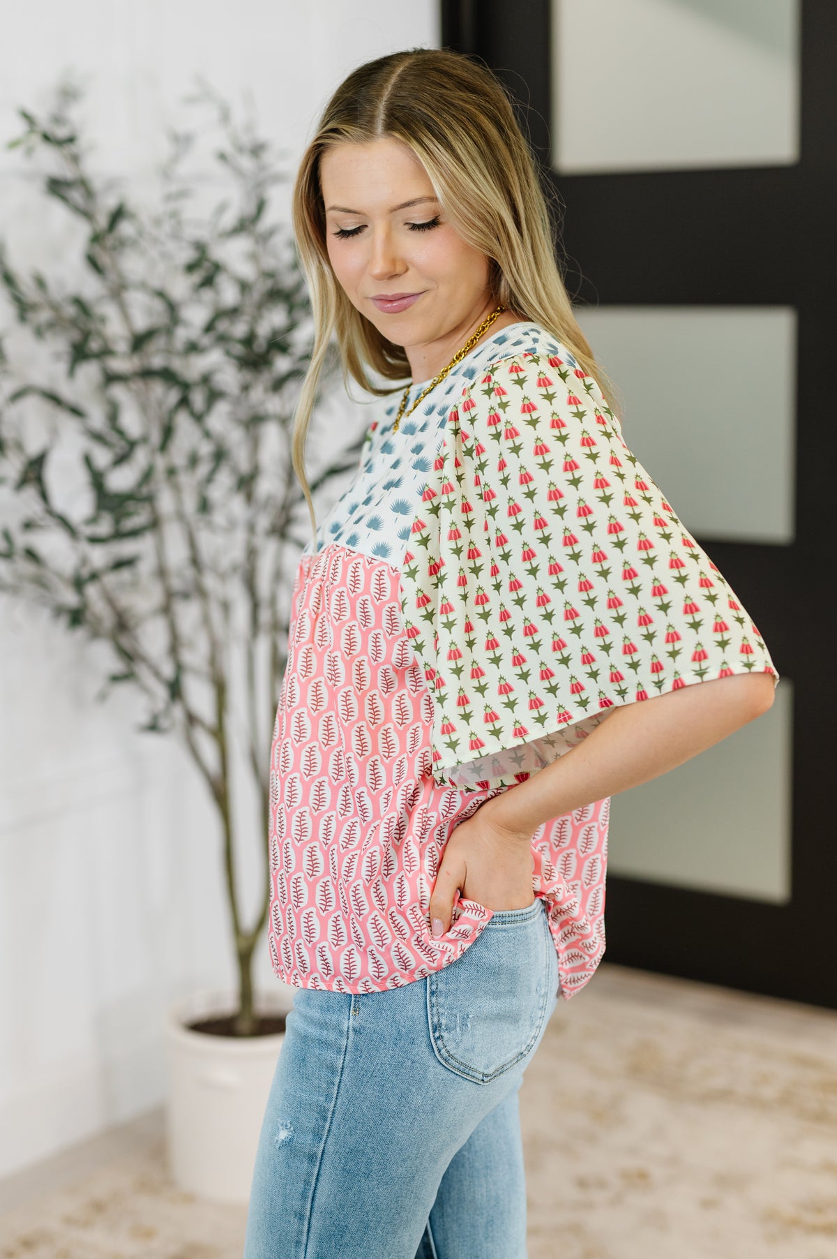 Outside Advantage Mixed Print Boho Blouse - 6/17/2025 NEW