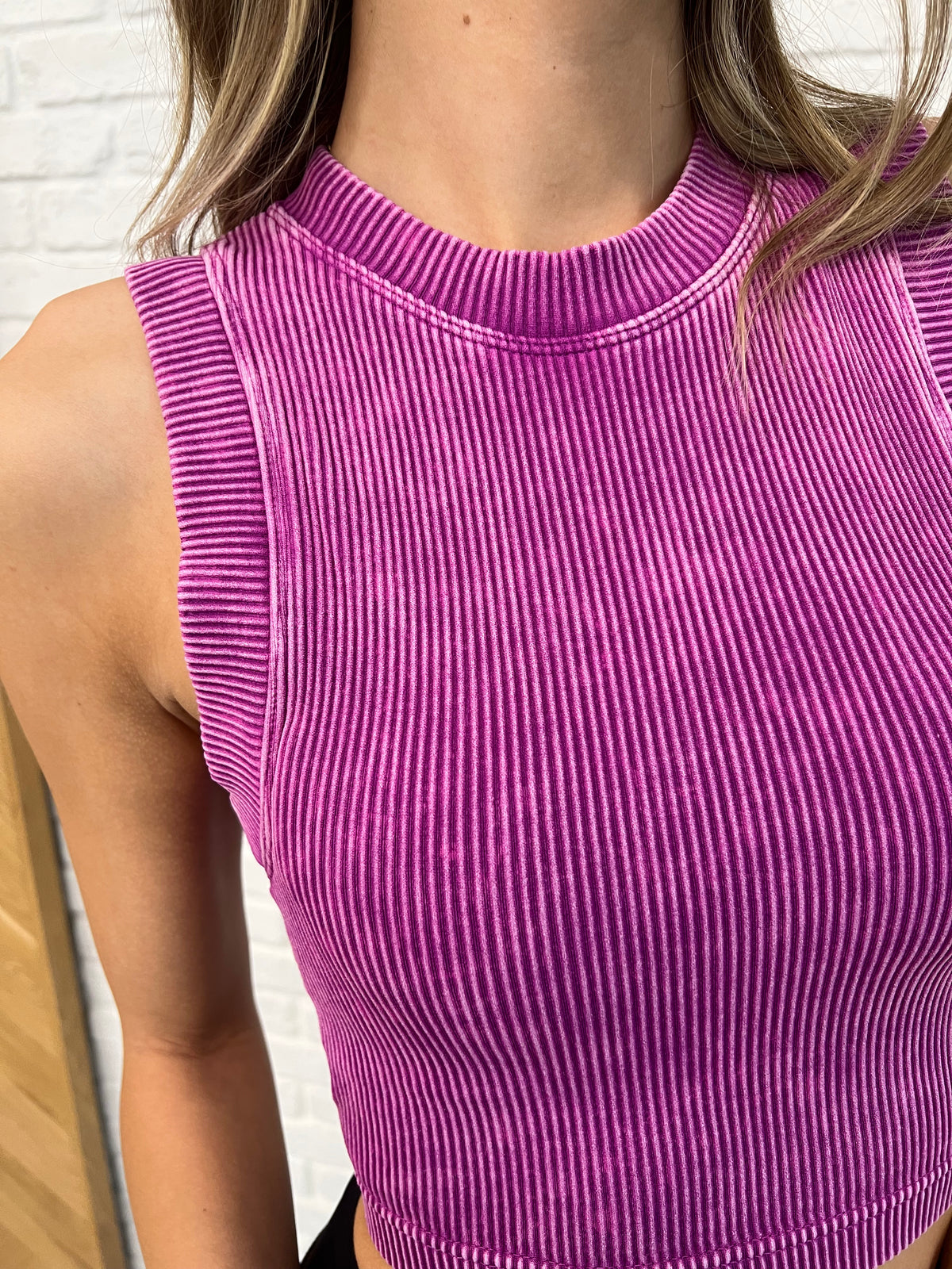 Over and Out Cropped Ribbed Tank in Lt Plum - 2/10/2025