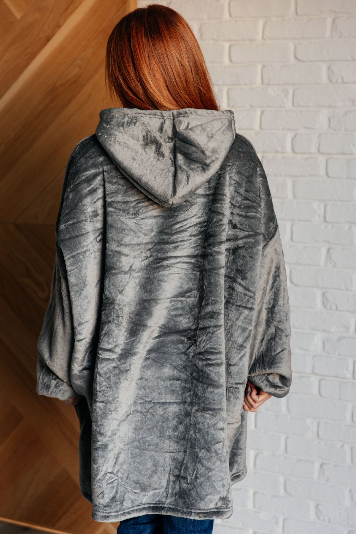 Oversized Velour Blanket Hoodie in Gray - 12/6/2024