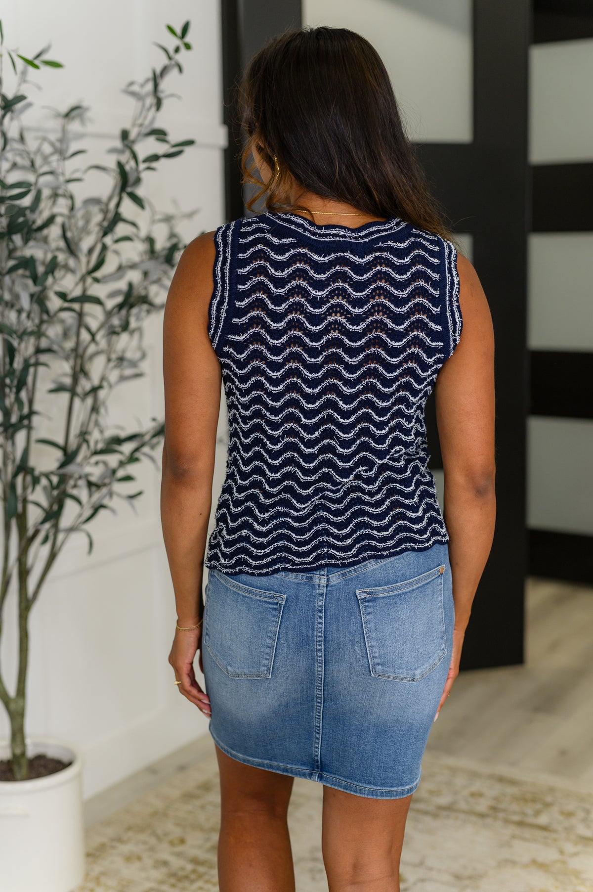 Own the Chill Wavy Striped Top in Navy - 8/8/2025 NEW
