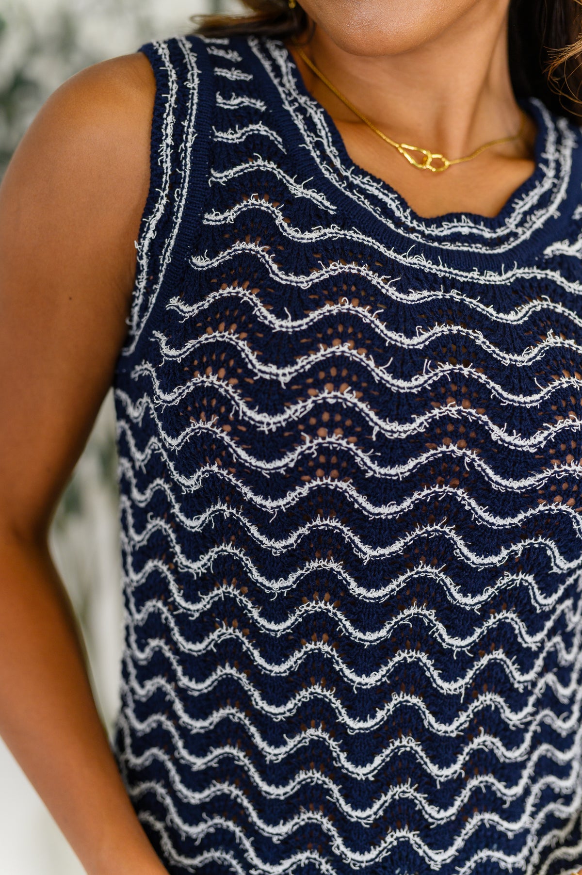 Own the Chill Wavy Striped Top in Navy - 8/8/2025 NEW