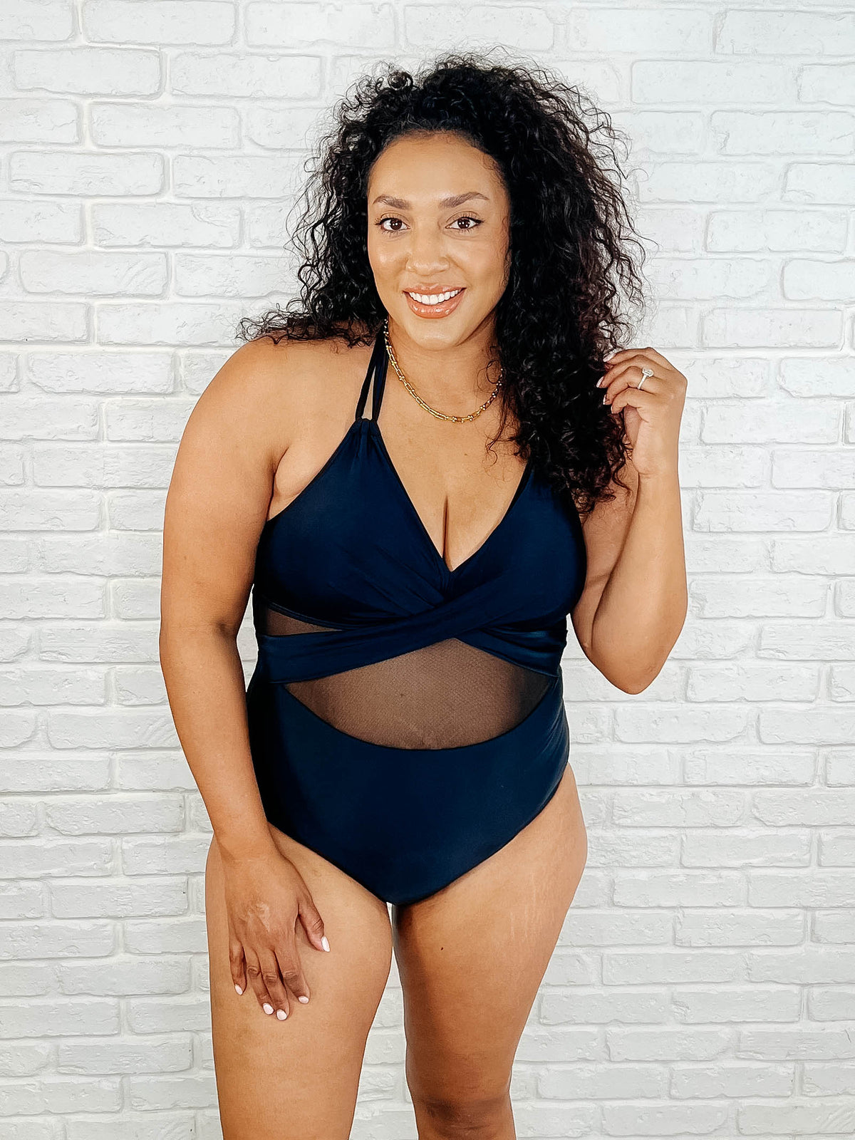 Palma Mesh Detail Halter Swimsuit - 3/11/2025