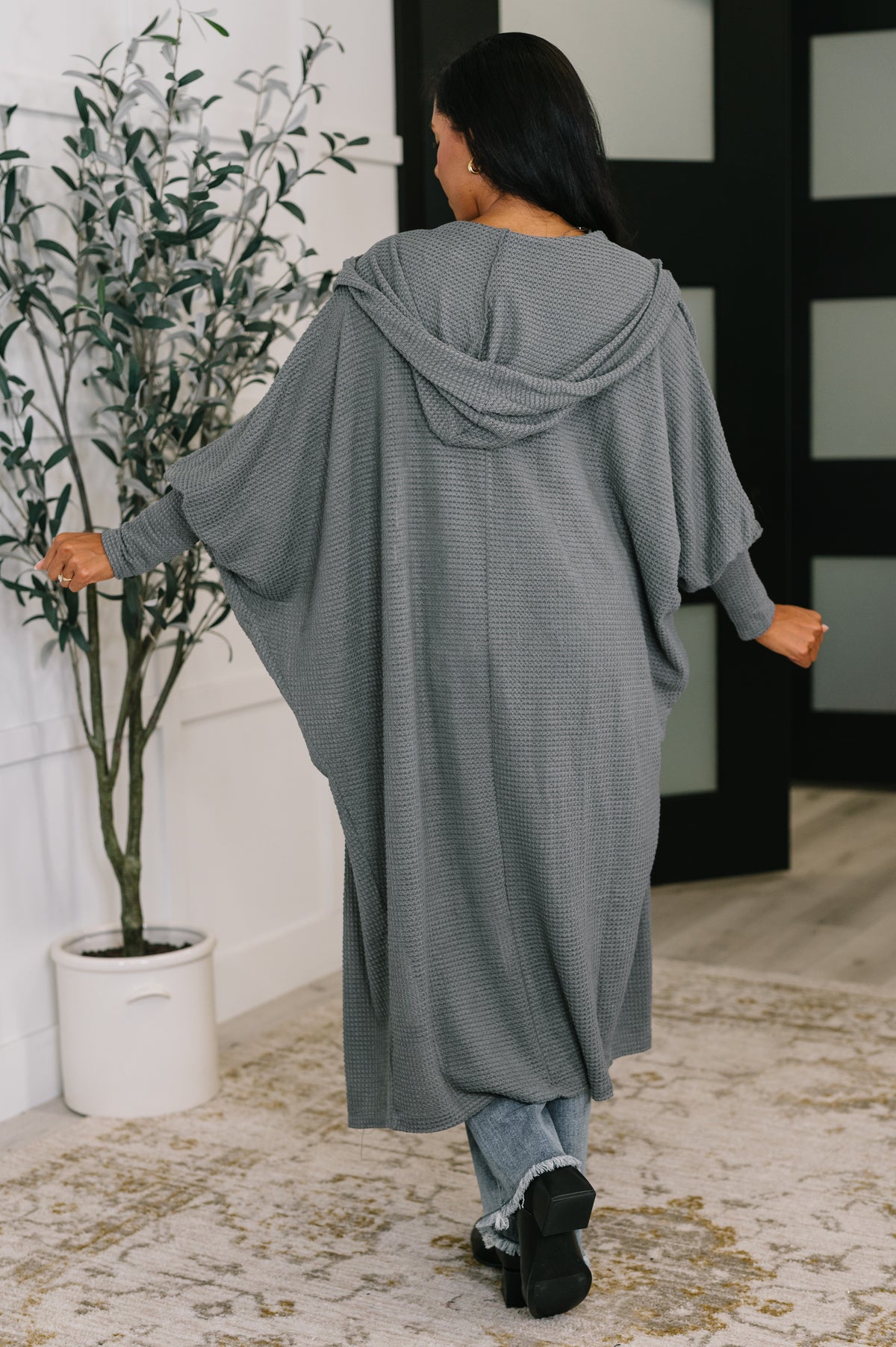 Pamper Travel Hooded Cardigan in Charcoal - 10/17/2025