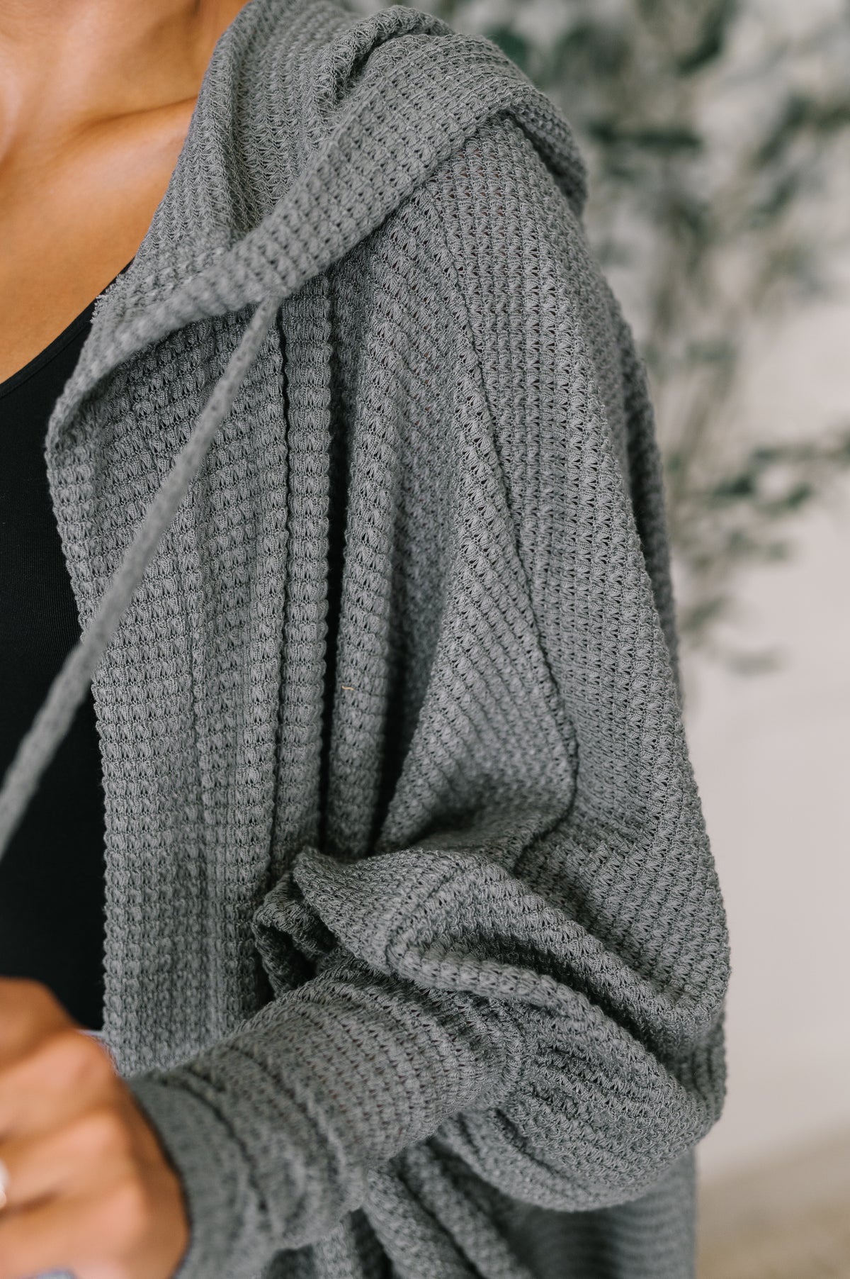 Pamper Travel Hooded Cardigan in Charcoal - 10/17/2025