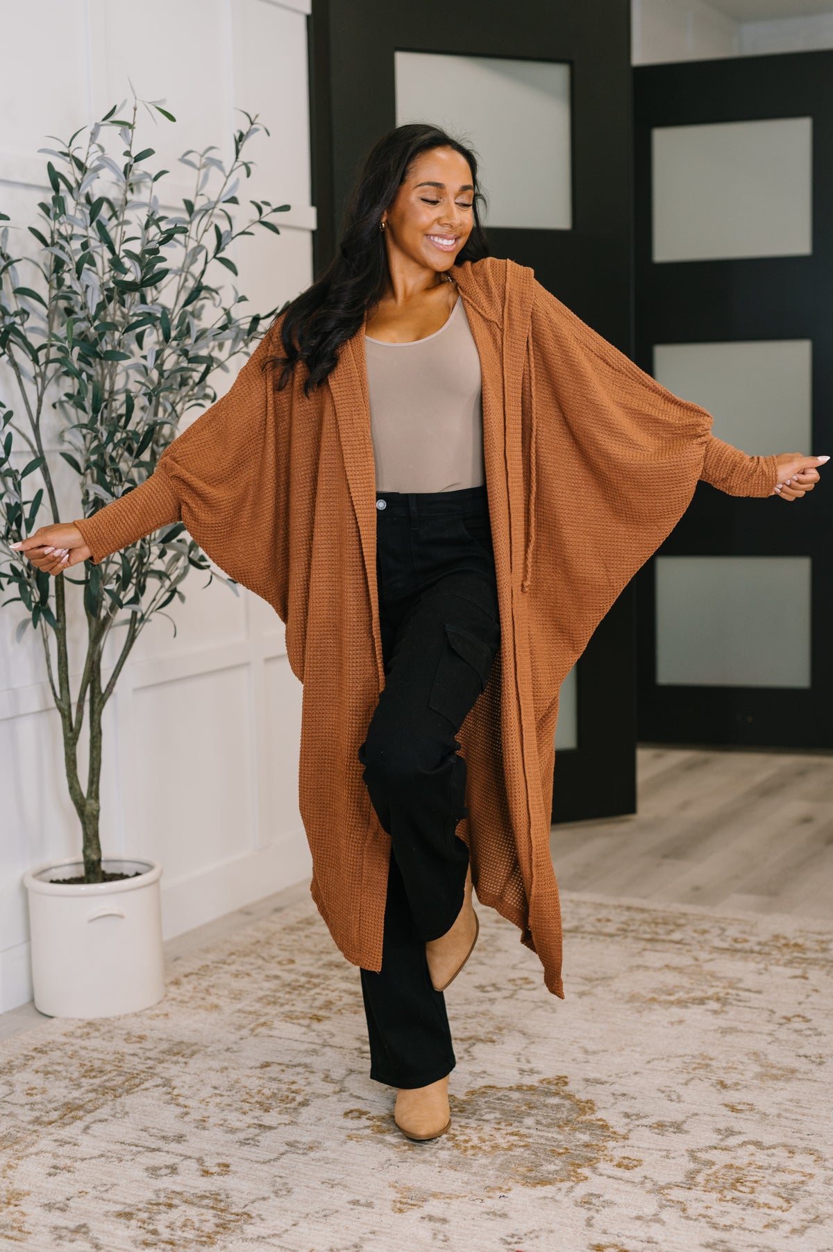 Pamper Travel Hooded Cardigan in Chestnut - 10/17/2025