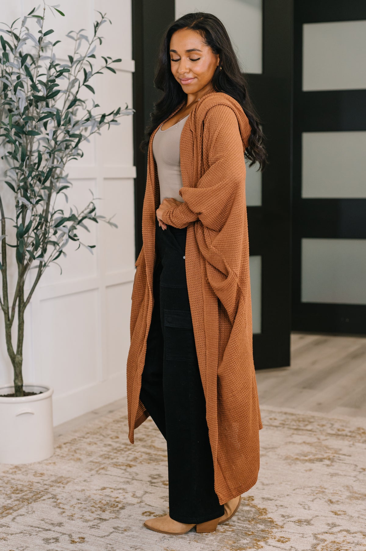 Pamper Travel Hooded Cardigan in Chestnut - 10/17/2025