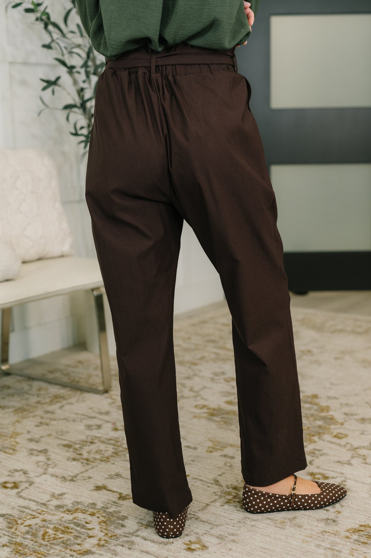 Paper Bag High Waist Belted Trousers in Espresso Brown - 11/6/2026