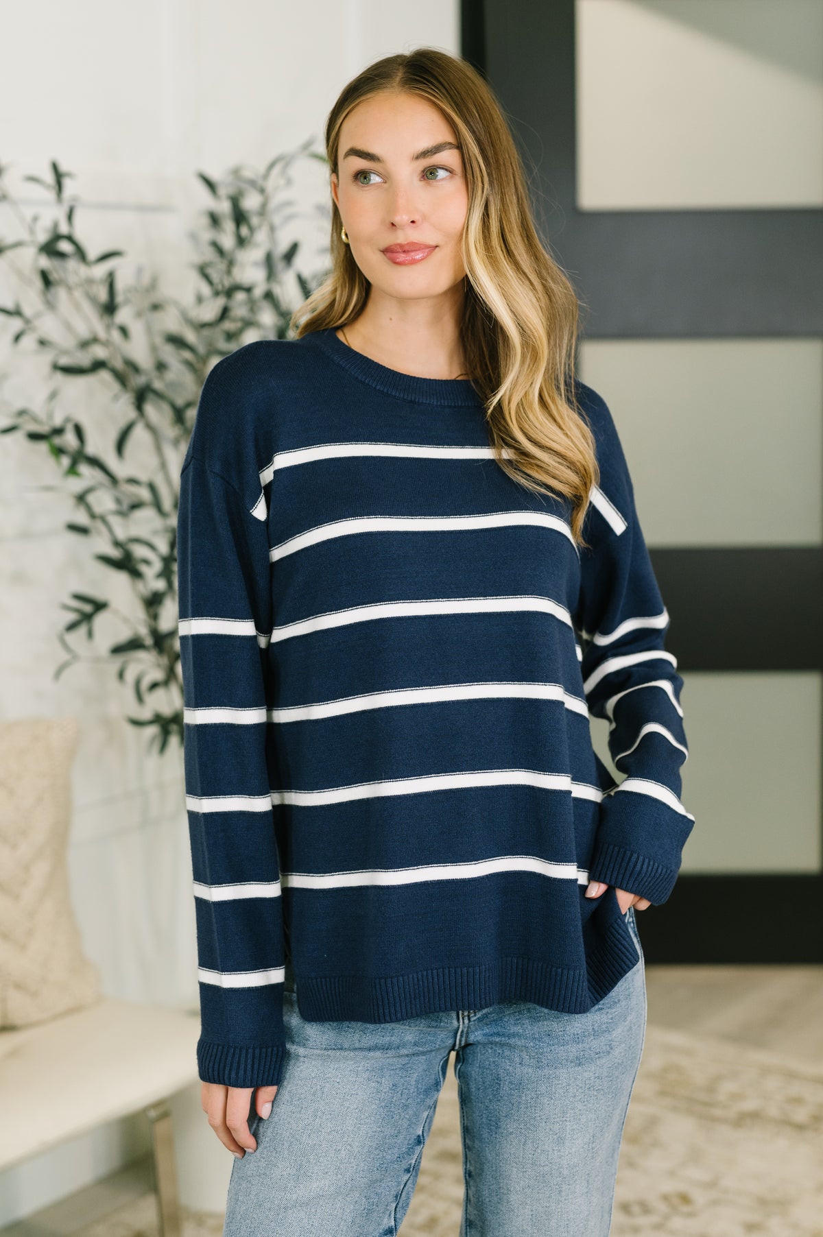 Parallel Lives Drop Shoulder Casual Top in Navy - 9/1/2026